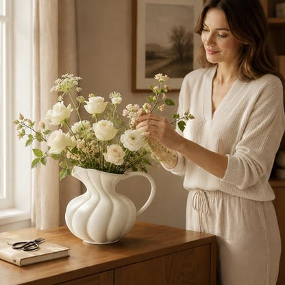 Large Ceramic Flower Vase Home Decor - Farmhouse Table Vases
