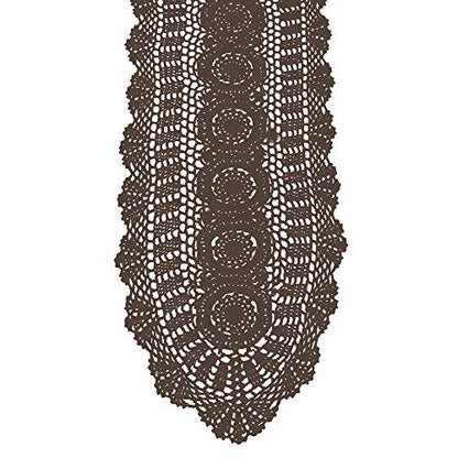 KEPSWET Cotton Handmade Crochet Lace Table Runner Dark Brown12x48 Inch - color: Coffee, size: 12"x48"