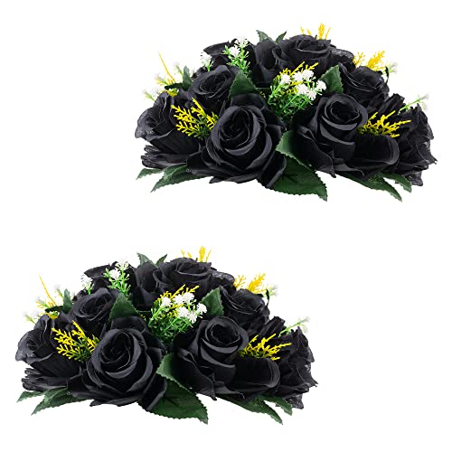 Flower Centerpieces for Wedding Tables: Black, 2 Packs - color: Black