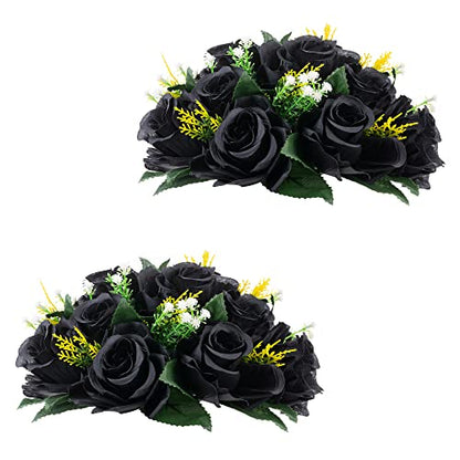 Flower Centerpieces for Wedding Tables: Black, 2 Packs - color: Black