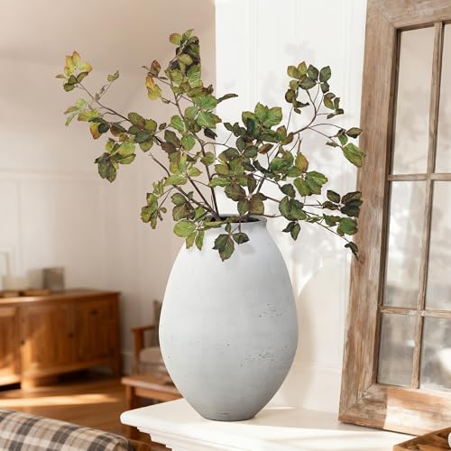 LuxenHome 13" Cement Large Floor Vase, Antique White Rustic Vases - color: White-b, size: 13 Inch