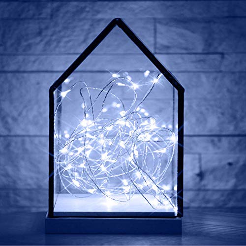 RUICHEN Fairy Lights Plug in 33 Ft 100 LED Silver Wire Lights, Cool White - color: Cool White