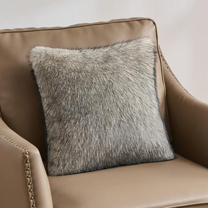 FUTEI Pack of 2 Faux Raccoon Fur Throw Pillow Covers 45 x 45 cm, Apricot - color: Apricot