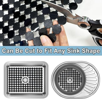 Kitchen Sink Mat,2 Pack Sink Protectors for Kitchen Sink with Scissors - color: Dark Black
