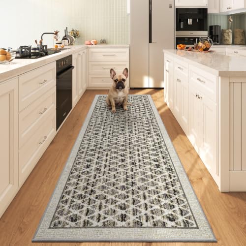 Runner Rug Hallway,Low Pile Kitchen Rug for Entryway,Grey,2x6ft - color: Grey, size: 2'x6'