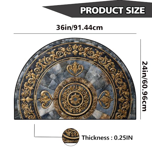 Half Round Door Mat 24"x36", Non-Slip Indoor Entryway Rug, Washable - color: Multicolor-2