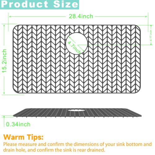AWOKE Sink Protectors for Kitchen Sink 28.4x15.2in Silicone Mat Rear Drain - size: 28.4 x 15.2 Rear Drain