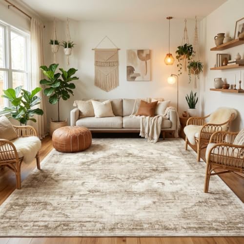 Garvee Beige Boho Washable 5x7 Area Rug for Bedroom Living Room - color: Beige, size: 5' x 7' (Rectangular)