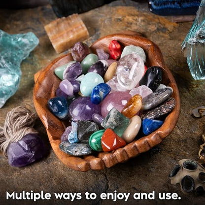 Wooden Hands Bowl, Crystal Display, Rock Display, Natural, Large - color: Natural, size: L