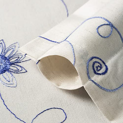 VOGOL Blue Floral Vine Embroidered Window Valance, 52 x 14, 1 Panel - color: Hy-blue, size: 52"W x 14"L (Pack of 1)