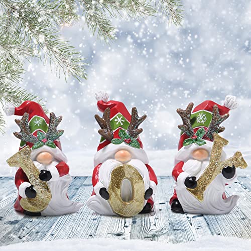 Hodao 3PCS Christmas Gnomes, Handmade Scandinavian Tomte Elf Decor - color: Red-gold