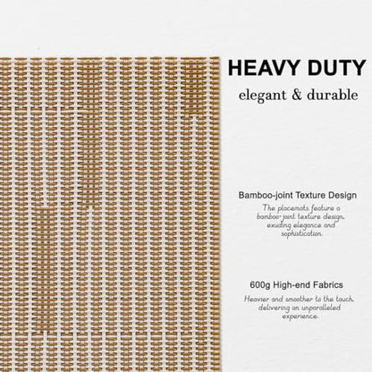 Placemats Set of 6, Vinyl Woven Heat-Resistant Place Mats - color: Beige Light Brown, size: Set of 6