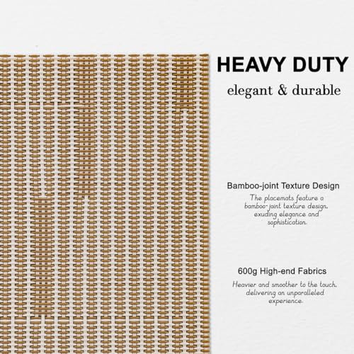 Placemats Set of 4, Vinyl Woven Heat-Resistant Place Mats - color: Beige Light Brown, size: Set of 4