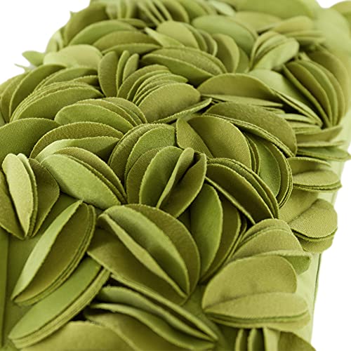 KINGROSE Velvet 3D Flower Lumbar Throw Pillow Cover, Green, 12 x 20 Inches - color: Green - Velvet