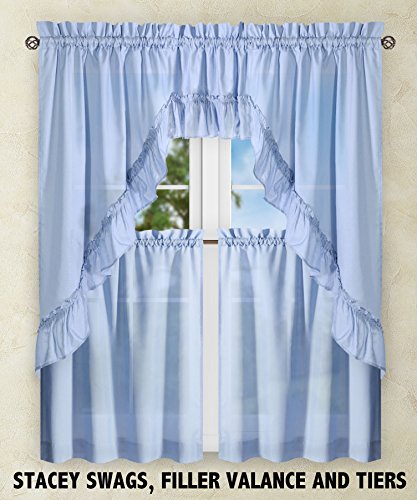 Ellis Curtain Stacey 54-by-13 Inch Ruffled Filler Valance (Slate) - color: Slate
