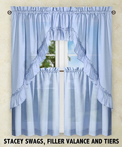 Ellis Curtain Stacey 54-by-13 Inch Ruffled Filler Valance (Slate) - color: Slate