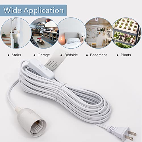 JACKYLED 20Ft UL Approval Extension Hanging Lantern Pendant Light Lamp Cord - style: 20Ft-White