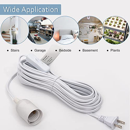 JACKYLED 20Ft UL Approval Extension Hanging Lantern Pendant Light Lamp Cord - style: 20Ft-White