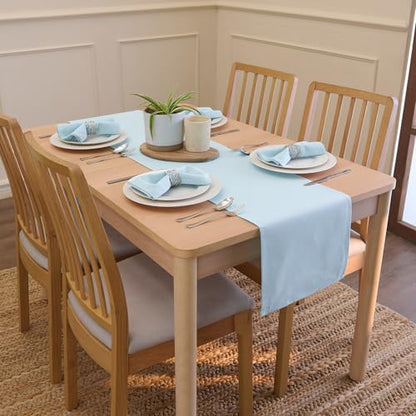 Encasa XO Table Runner, Cotton Canvas Dining Runner 13"x72" - color: Ice Blue, size: 13x72 in