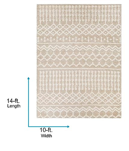 Livabliss Hapsburg Moroccan Shag Area Rug,10' x 14',Beige - color: Beige, size: 10' x 14' (Rectangular)