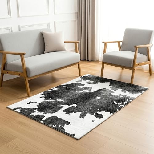 Gertmenian Indoor Easy-Care & Washable Area Rug – 3x5 Small, Ideal for High Traffic Areas in Living Room, Bedroom, Entryway – Pecos Black White, 25964 - color: Pecos, Black White, size: 3'4" x 4'7" (Small)