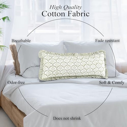 CPC Fern Regal Block Print Ruffle Sham Pillow Cover 14x36 Inch, Pack of 1 - color: Fern Regal, size: 36" x 14" (Pack of 1)