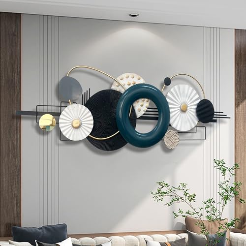 Metlzks Modern Abstract Metal Wall Art, Geometric Circles Design Wall Decor - color: Blue