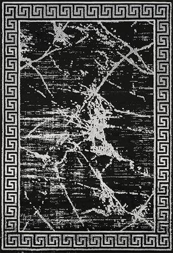 GLORY RUGS Area Rugs Marble 4x5 Black Gray Carpet Modern Abstract Rug Living Room Dining Bedroom Rug - color: Black Gray, size: 4' x 5' (Rectangular)