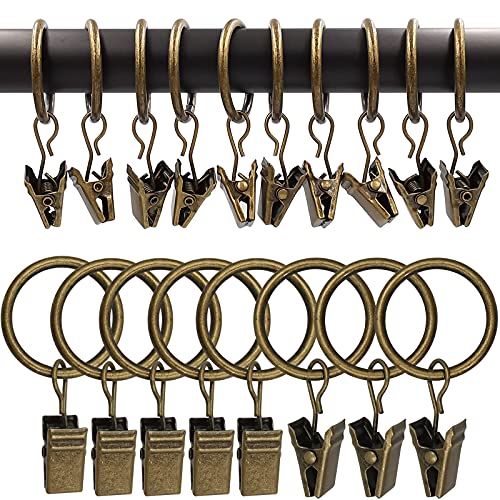 100 Pack Metal Curtain Rings with Clips, 1 in ID, Bronze - color: Bronze, size: 1" I D 100 Pack