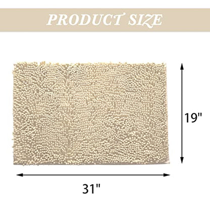 Non-Slip Bath Rug,Extra Soft Microfiber Bedroom Shag Carpet with Anti-Slip Backing,Water/Dust Absorbent Fast Dry Shower Mat,Sound Insulated Stairs Pad,Machine Washable (Beige,19 x 31 Inches) - color: Beige, size: 19"x31"