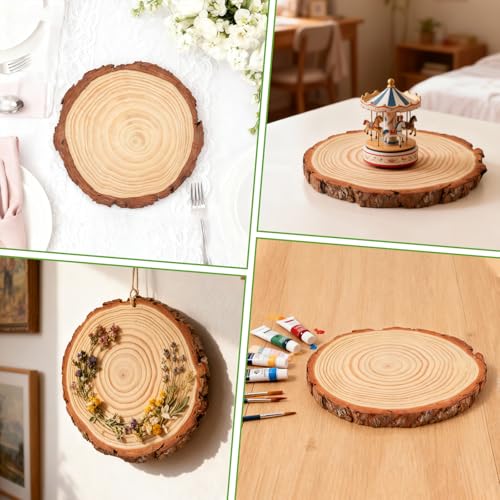 FSWCCK 10 Wood Slices 7-7.8in, Unfinished Slabs for Wedding DIY - size: 10 Pcs 7"-7.8"