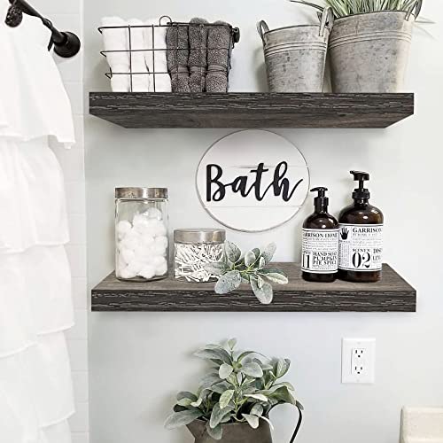 QEEIG Bathroom Long Floating Shelves for Wall (Grey, Set of 2, 23.6") - color: D. Grey, size: 23.6"