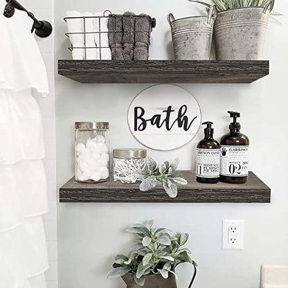 QEEIG Bathroom Long Floating Shelves for Wall (Grey, Set of 2, 23.6") - color: D. Grey, size: 23.6"