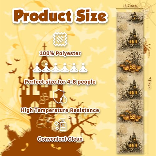 Halloween Party Decorations - Pumpkin Castle Table Runner - color: Halloween Castle