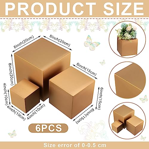 BBTO 6 Pcs Wooden Gold Buffet Risers 3 Sizes Gold Stands for Dessert Table