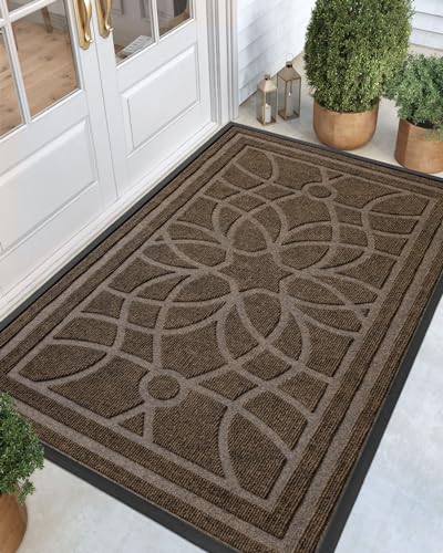 DEXI Front Door Mat Outside Entrance 4x6, Heavy Duty Non Slip, Brown - color: Brown, size: 48" X 72" (Rectangular)