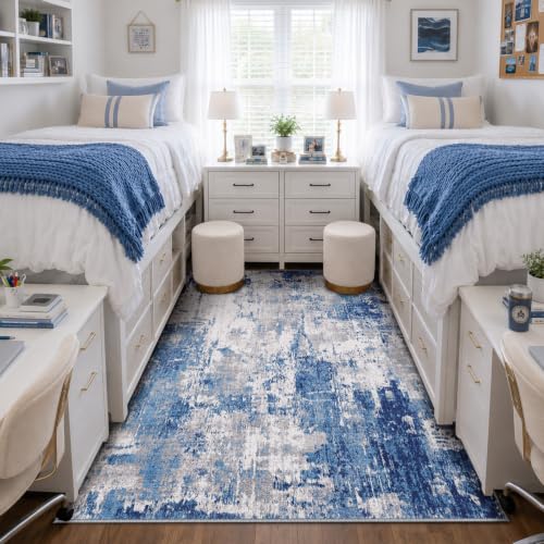 RELEANY Washable 4'x6' Abstract Area Rug for Living Room Blue Gray - color: Blue/Gray, size: 4' x 6' (Rectangular)