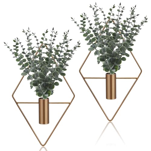 Jexine 2 Pcs Hanging Artificial Planters Wall Decor, Antique, Eucalyptus - color: Antique Copper, size: Eucalyptus