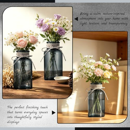 Mason Jar Glass Vases 6 Pack, Black Flower Vase for Centerpieces - color: Black