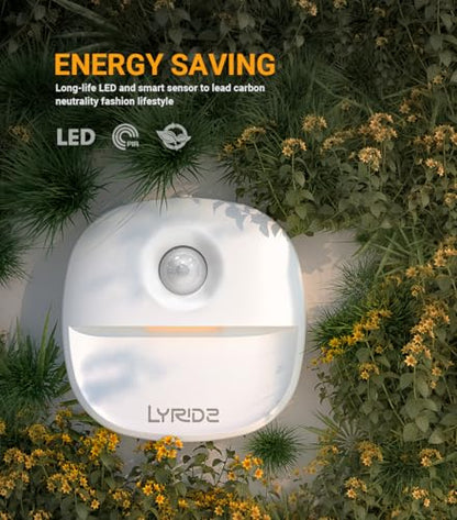 Lyridz Plug in Night Light with Motion Sensor and Dusk to Dawn Sensor, Dimmable Warm Nightlight with 1-50lm Adjustable Brightness Indoor for Bedroom, Bathroom, Stairs, Hallway, 4 Pack