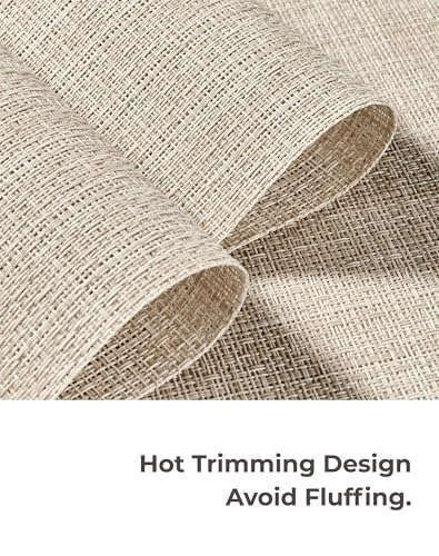 Woven Vinyl Beige Placemats Set of 12, Linen Look & Easy to Clean - color: Beige, size: Set of 12