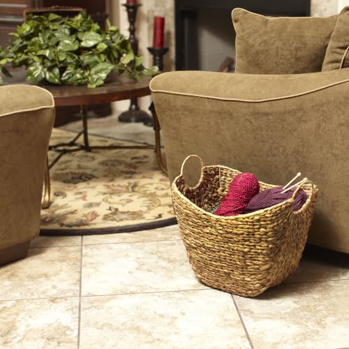 Household Essentials ML-4002 Tall Water Hyacinth Wicker Basket with Handles | Natural, Brown, Natural - color: Natural Hyacinth