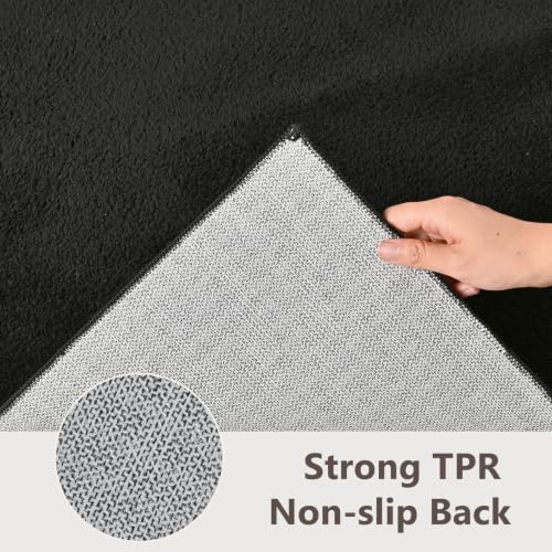 3x5 Black Solid Area Rug Washable Non-Slip Soft Thin for Bedroom Kitchen - color: 08 Black Solid, size: 3' x 5' (Rectangular)