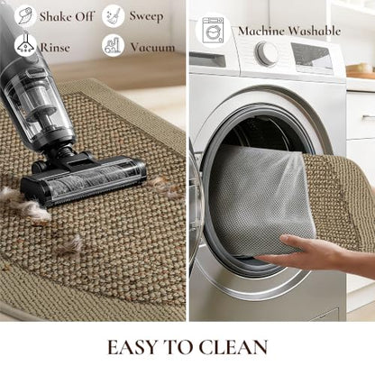 Dirt Trapper Door Mats 32" x 48", Non-Slip & Washable, Beige - color: Beige, size: 32" X 48" (Semicircular)