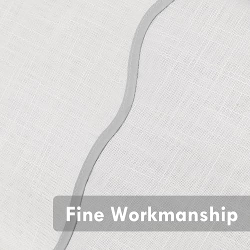 DriftAway Semi Sheer Scalloped Edge White Coastal Beach Window Curtains for Living Room Bedroom 2 Panels Rod Pocket Each Size 52 Inch by 72 Inch Gray - color: White Gray, size: 52"W x 72"L (Pack of 2)