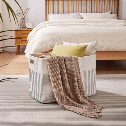 OIAHOMY 108L Extra Large Blanket Basket Dog Toy Basket Black/White - color: Black/White