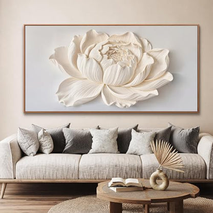 Large Framed Canvas White Flower Wall Art For Living Room 29" X 58" - color: white flower, size: 58"L x 29"W