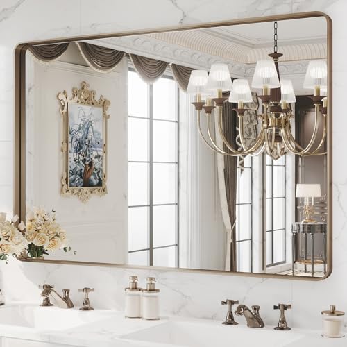 WEER Bronze Bathroom Vanity Mirror 48X32 Inch - color: Bronze, size: 48"L x 32"W