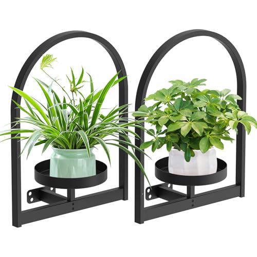 2 Pack Wall Plant Holders, Metal Window Planters Shelves, Black - color: Black 2 Pack