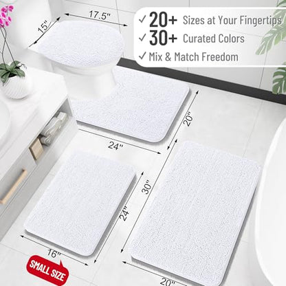 OLANLY Toilet Rugs U-Shaped 20x20, Soft Absorbent Chenille Contour Rugs - color: White, size: 20" X 20" Contour Rug